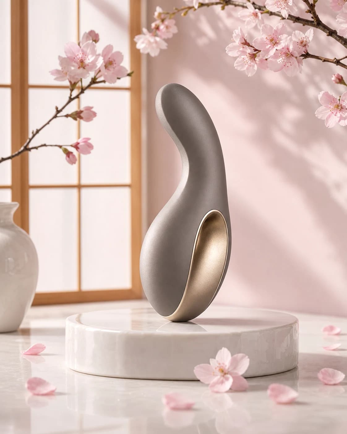 Vibromasseur Sillage aux lignes ondulées dans une ambiance sakura